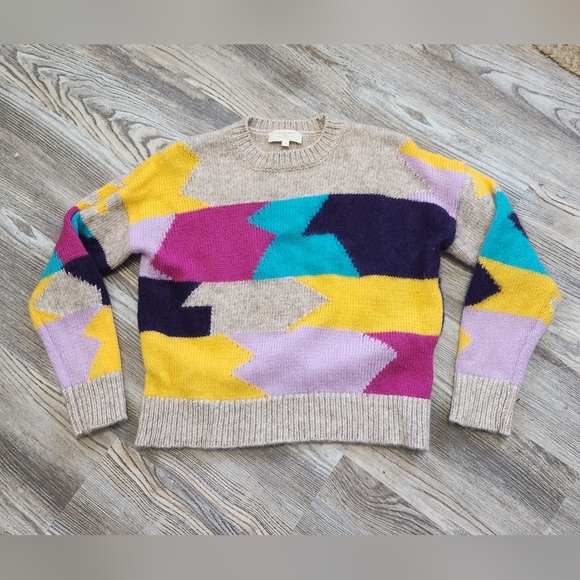 La Maille Sezane Women S Colorblock Jumper Sweater Cotton Mohair Wool Alpaca - Picture 3 of 6